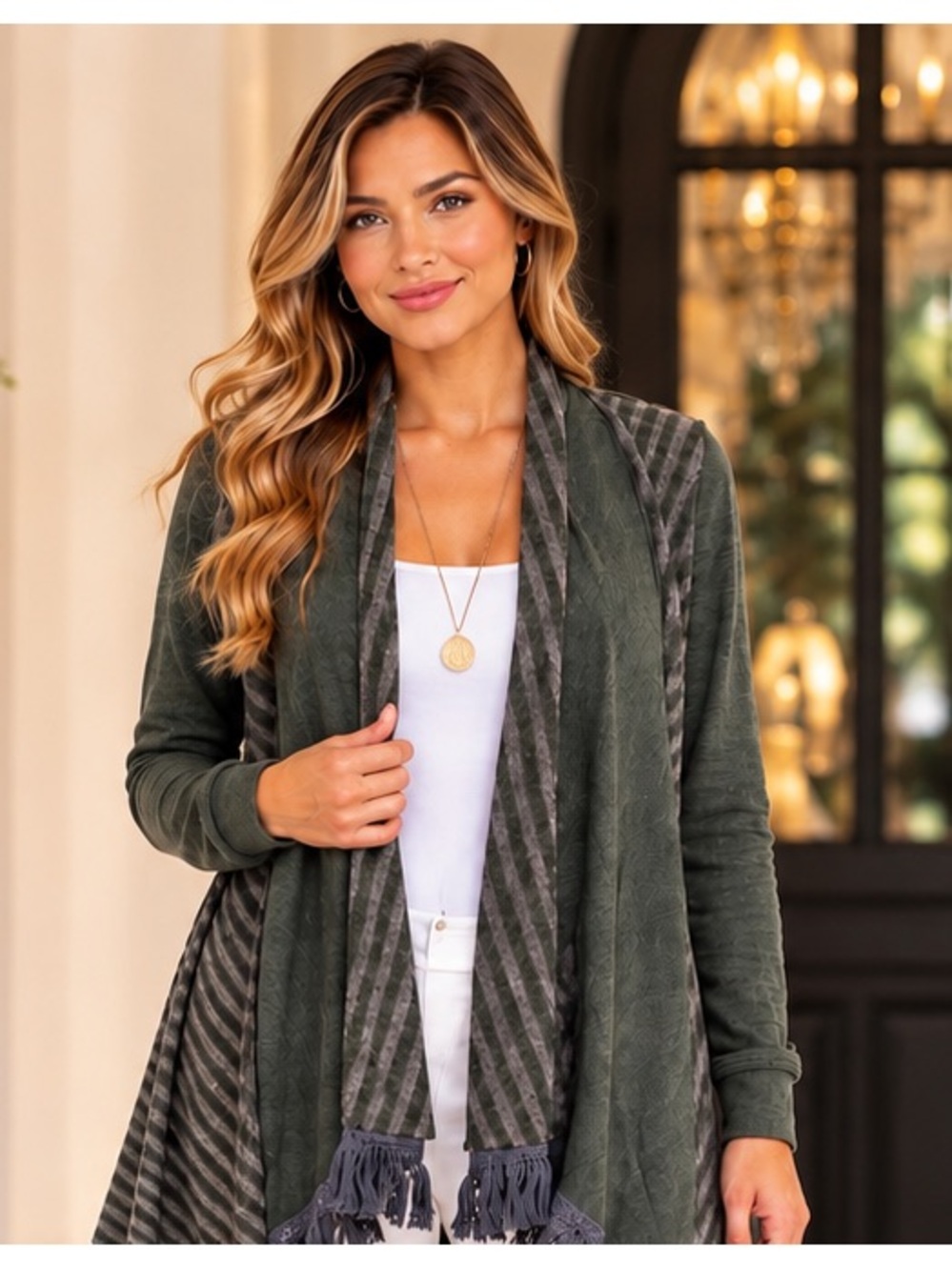 ANTHRO SATURDAY SUNDAY ELSIE OLIVE OPEN FRINGE BOHO CHIC COTTAGECORE CARDIGAN S